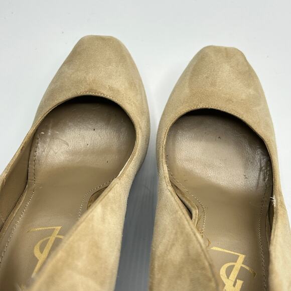 YSL Tribtoo Nude Suede Platform Pumps Size 39 Italy Y2K Stiletto Heels - Picture 9 of 13